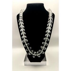 Joan Rivers 32" Clear Faceted Lucite Bead Necklace Graduated Statement QVC